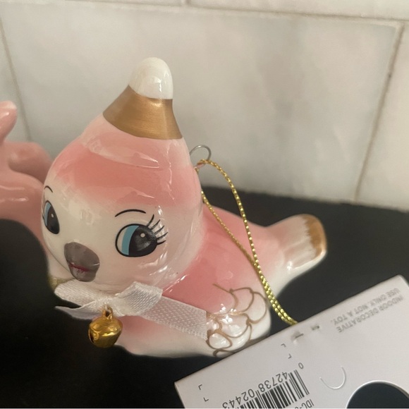 Target Wondershop Pink Bird &  Deer Ceramic Christmas Ornaments Retro NWT 2022 - Picture 3 of 5